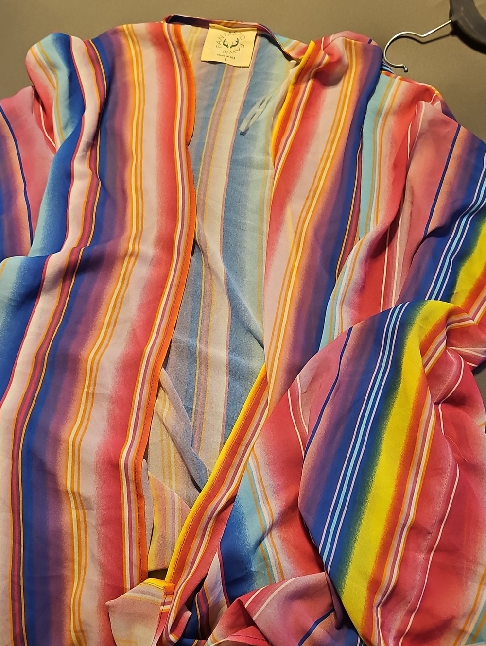 Fantastic Fawn Multicolor Striped Lightweight Kimono